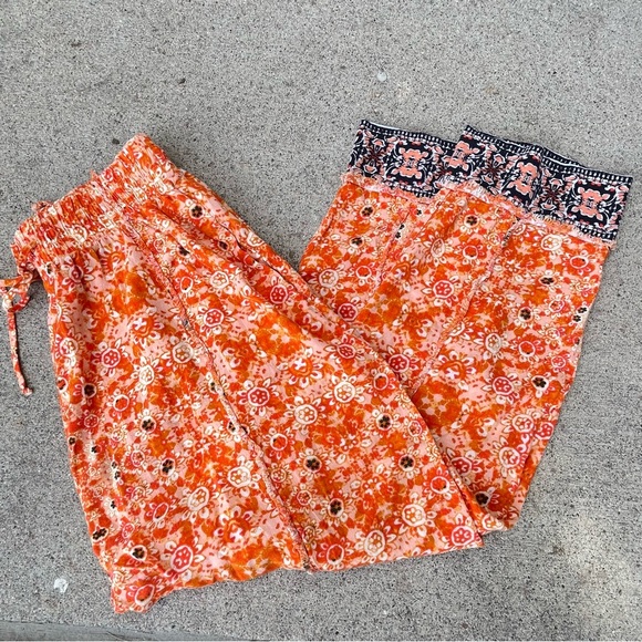 Free People Make My Day Tapestry Lounge Set Orange Top Harem Pants Boho Hippie S - Picture 7 of 12